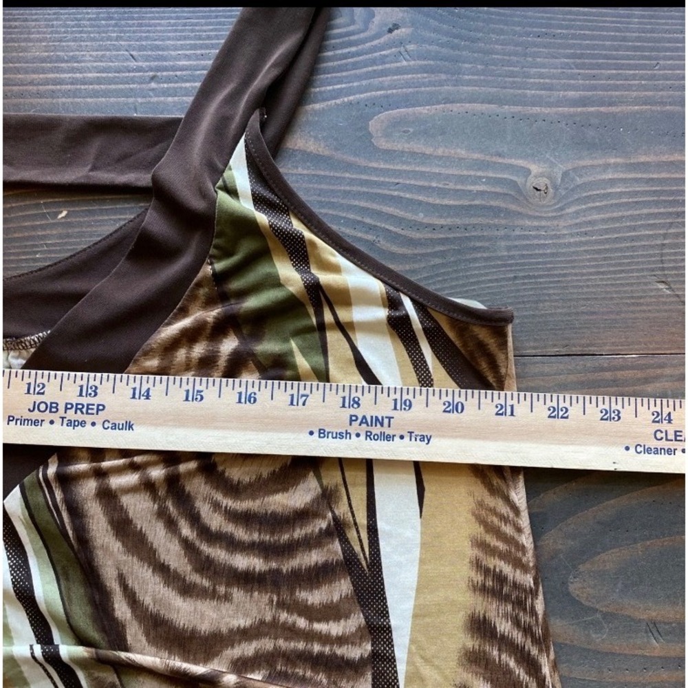VTG Y2K Kiwi Top L Babydoll Brown Zebra Forest Fairy Whimsigoth Boho Grunge Tank - Picture 4 of 6